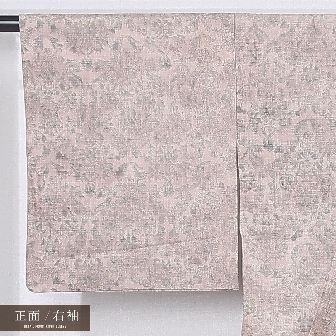 紬 単衣 身丈147cm 裄丈63cm 正絹 Sランク カジュアル 広衿 XSサイズ 唐華 染紬 茶系 RP 1223-12203