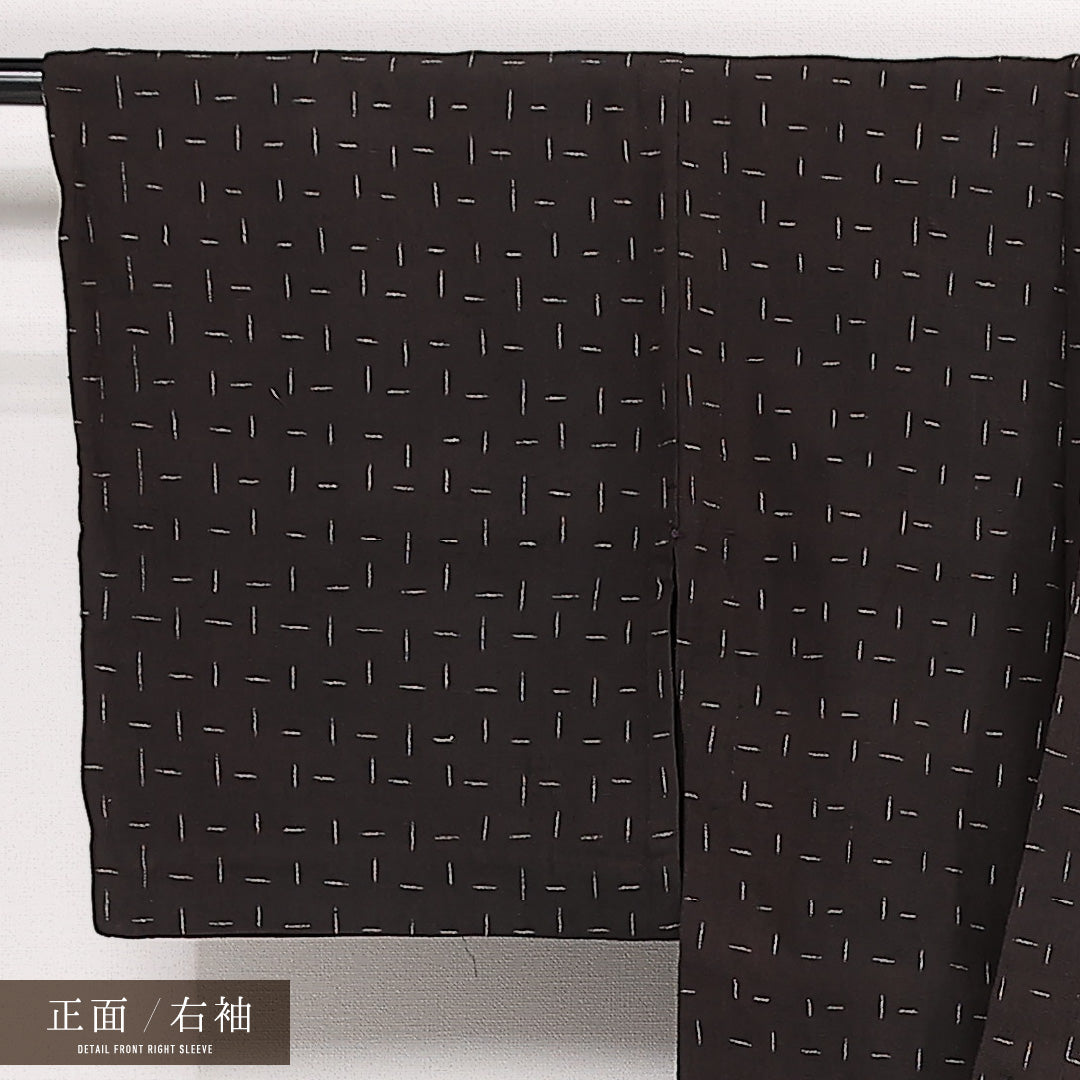アンティーク 洗える着物 木綿の紬 単衣 身丈138cm 裄丈65cm 木綿 Cランク バチ衿 XSサイズ 無地 茶系 HP 1223-13338
