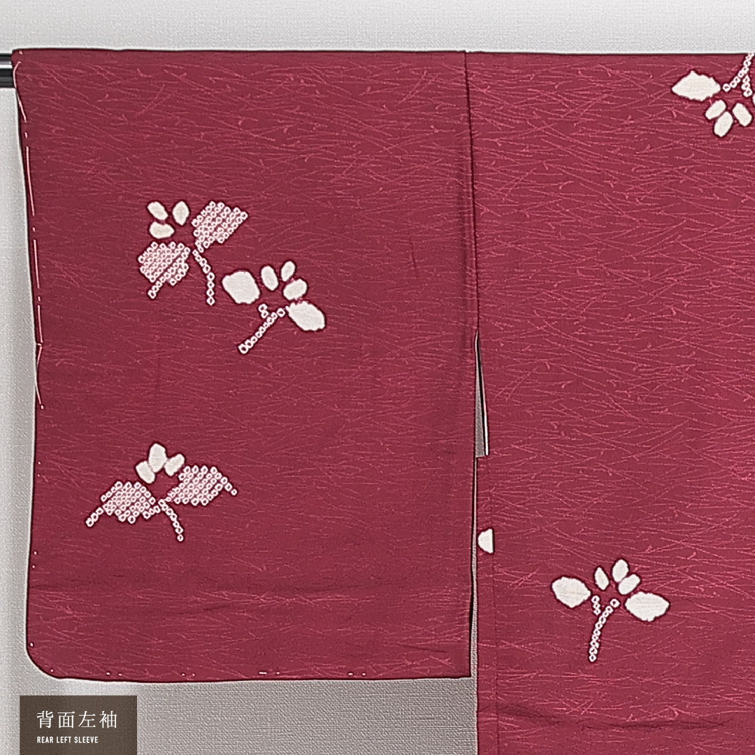 羽織 袷 身丈79cm 裄丈64cm 正絹 Aランク カジュアル Mサイズ 植物柄 赤系 HP 1232-14717