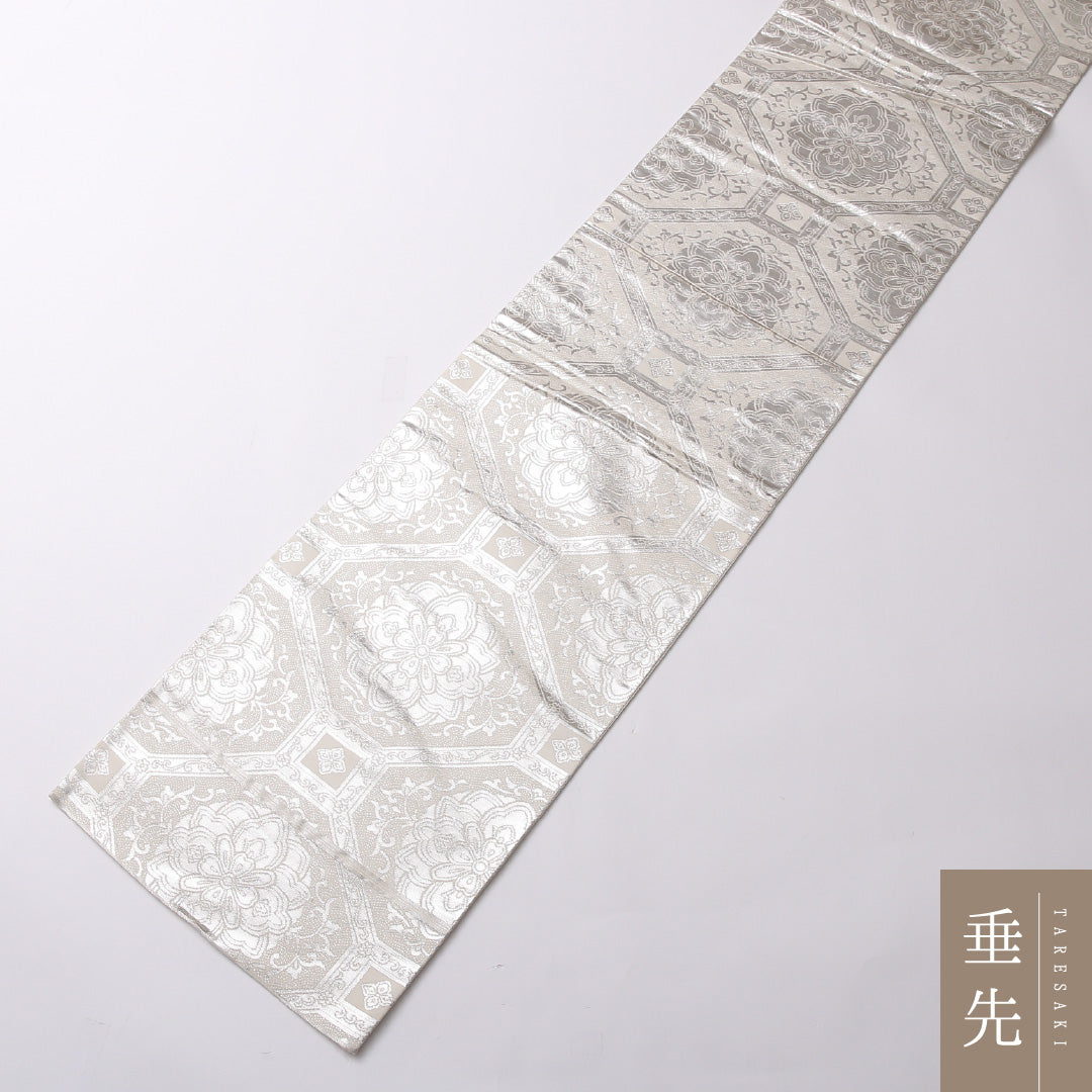 袋帯 帯丈432cm 正絹 六通 フォーマル 蜀江 銀系 1243-01596