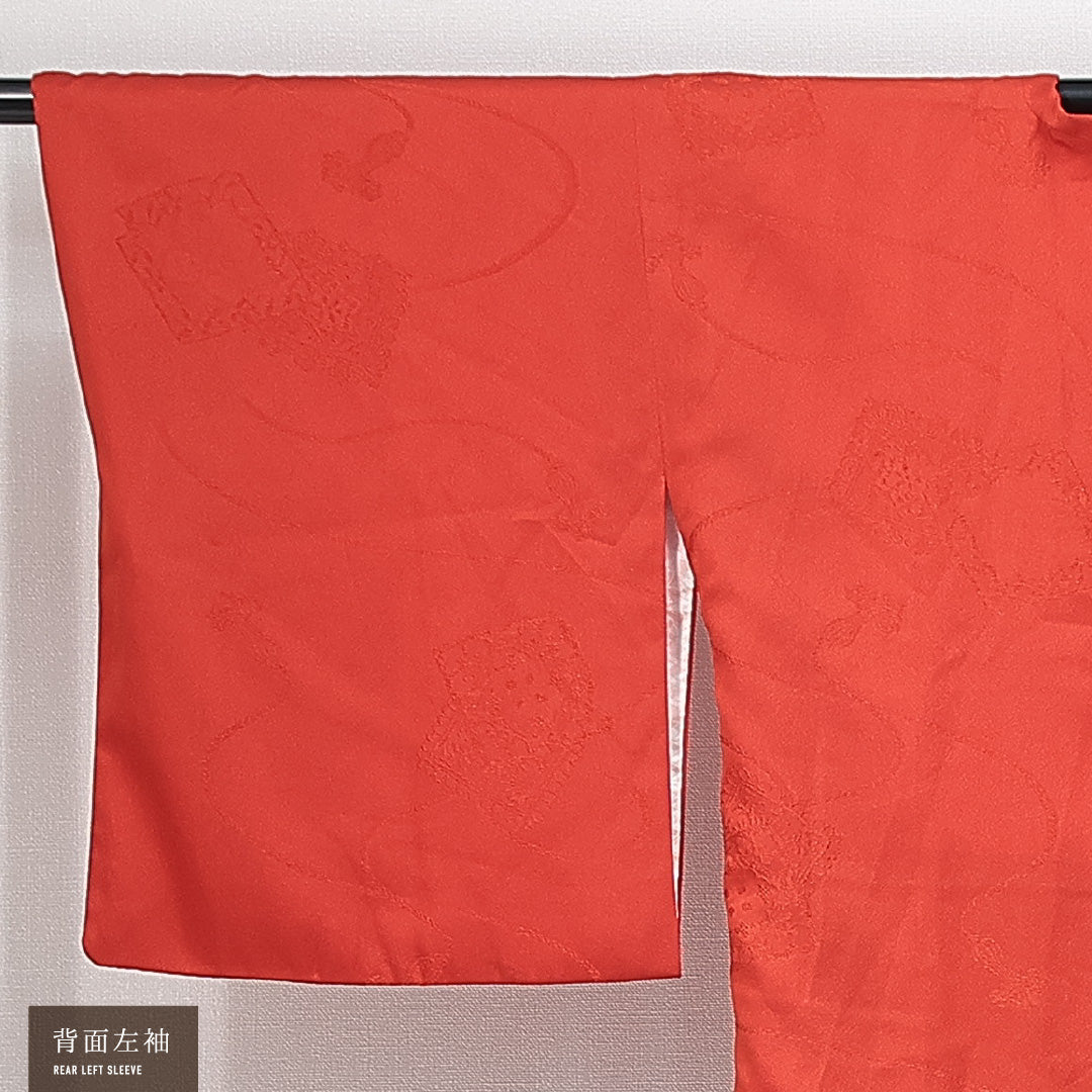 道行コート 袷 身丈75cm 裄丈62cm 正絹 Sランク セミフォーマル Sサイズ ポケットあり 色紙 赤系 RP 1237-14813