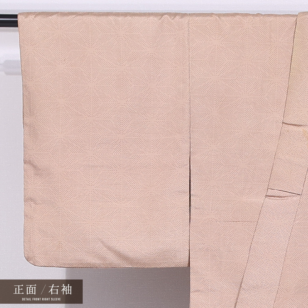 小紋 袷 身丈165cm 裄丈66cm 正絹 Aランク インフォーマル バチ衿 XLサイズ 御所解 茶系 RP 1221-11625