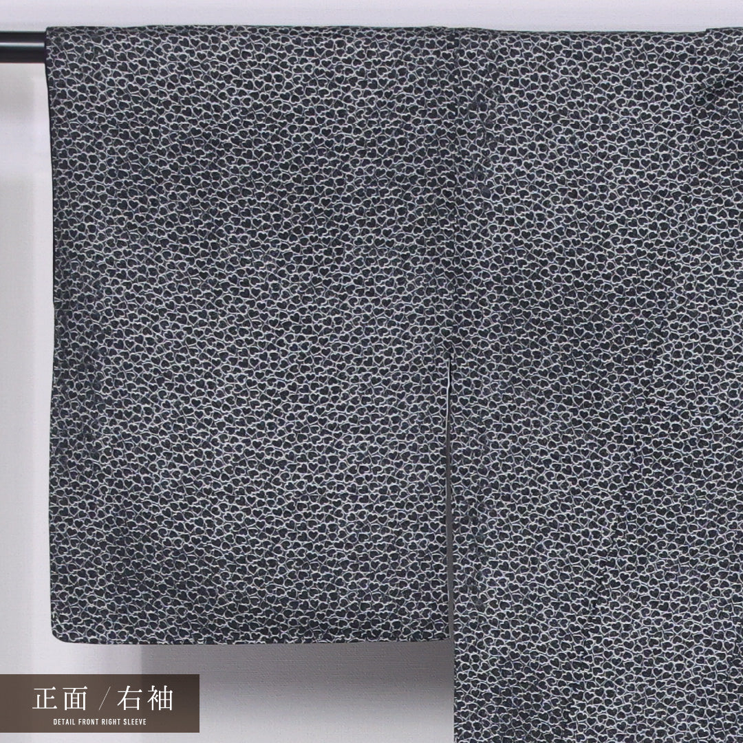 洗える着物 小紋 袷 身丈145cm 裄丈62cm ポリエステル Sランク インフォーマル 広衿 XSサイズ ハート グレー系 RP 1221-11454