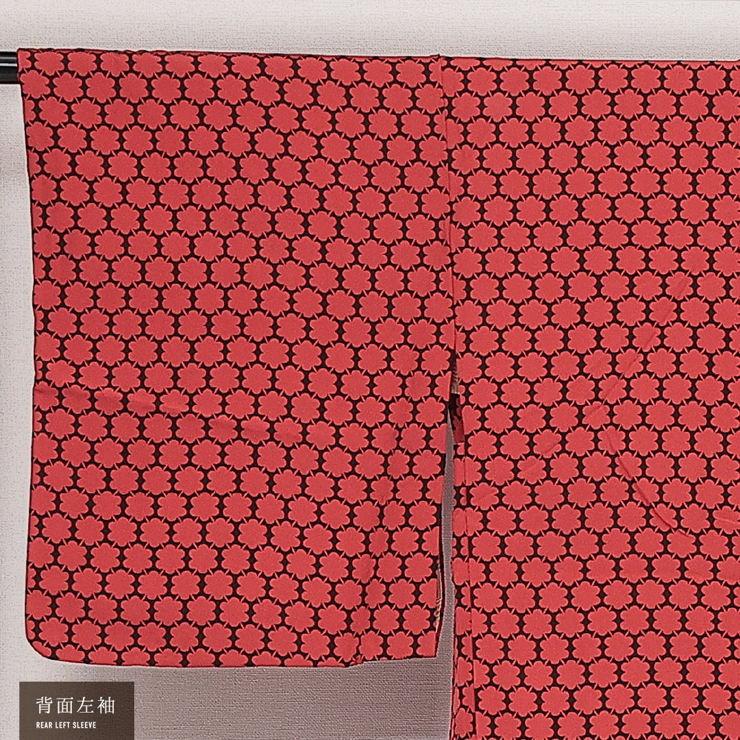 羽織 袷 身丈80cm 裄丈65cm 正絹 Sランク カジュアル Mサイズ 花柄 赤系 RP 1232-13865