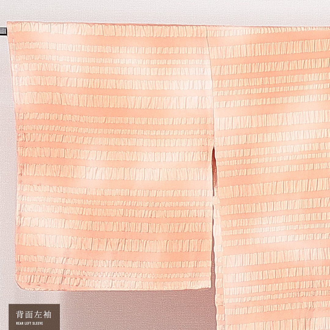 羽織 袷 身丈78cm 裄丈65cm 正絹 Sランク カジュアル Mサイズ ふくれ織 ぼかし染 紐あり 朱系 RP 1232-14675