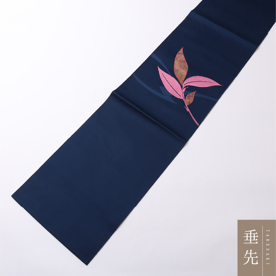 八寸 名古屋帯 帯丈359cm 松葉仕立て ポイント柄 Sランク カジュアル 正絹 切嵌め 本革 上品 優しい 青系 1224-02774