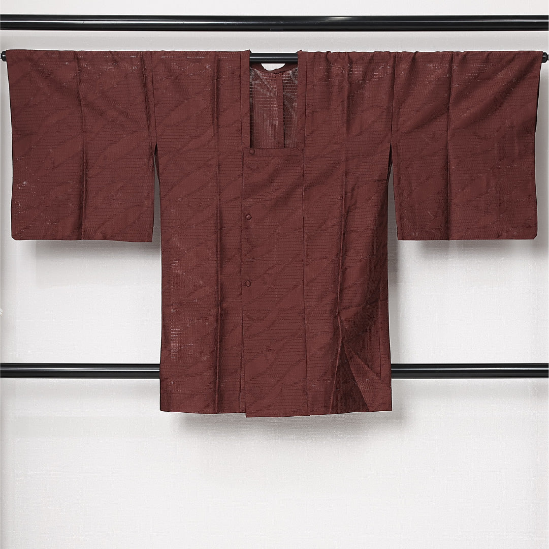 夏物 道行コート 夏物 身丈89cm 裄丈67cm 正絹 Sランク セミフォーマル Mサイズ 創作柄 茶系 RP 1237-12802