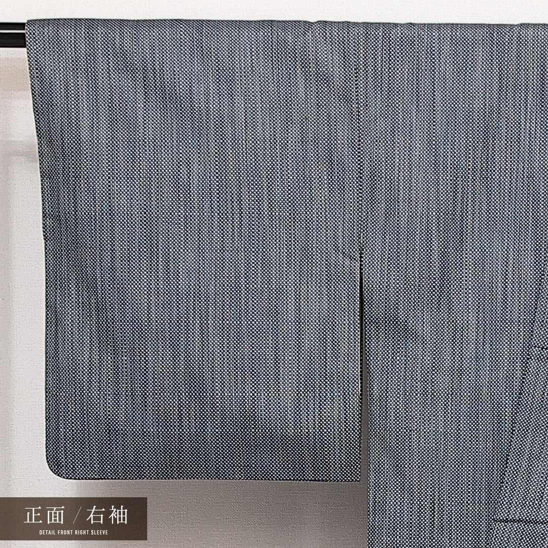 紬 袷 身丈159cm 裄丈64cm 正絹 Aランク カジュアル 広衿 Mサイズ 経緯絣 縞 グレー系 HP 1223-14030