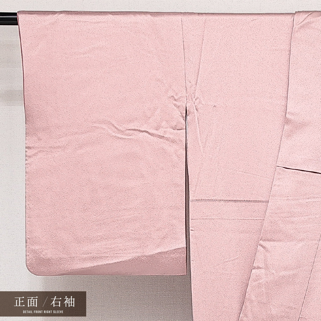 付下げ 袷 身丈154cm 裄丈64cm 正絹 Sランク インフォーマル 広衿 Sサイズ 菊 紅葉 桜 ピンク系 RP 1218-14171