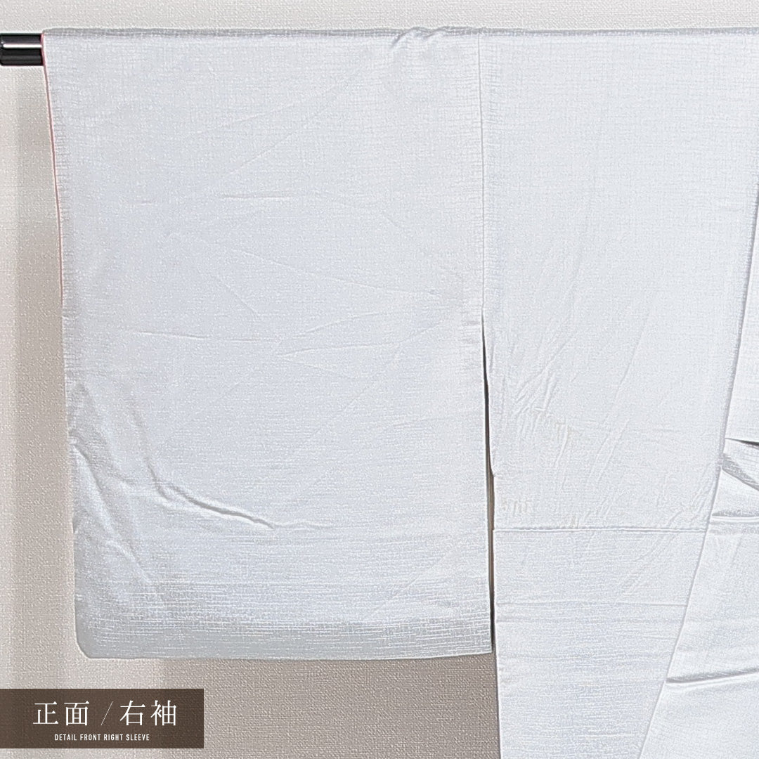 訪問着 袷 身丈160cm 裄丈65cm 正絹 Aランク Lサイズ 広衿 セミフォーマル 扇 グレー系 1212-14805