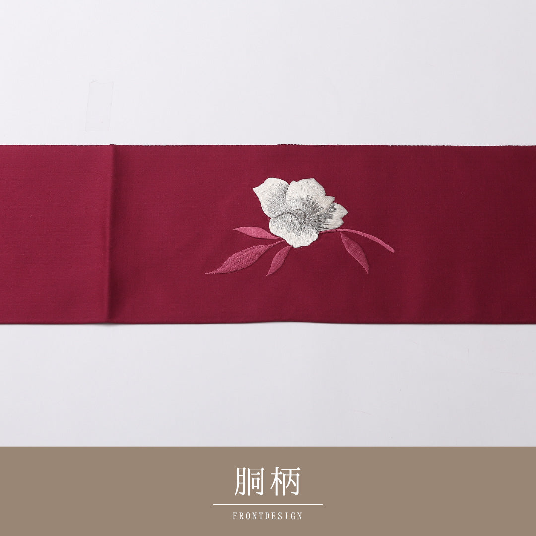八寸名古屋帯 Bランク 帯丈340cm 正絹 ポイント柄 名古屋仕立て 織り カジュアル 花柄 赤系 HP 1245-02740