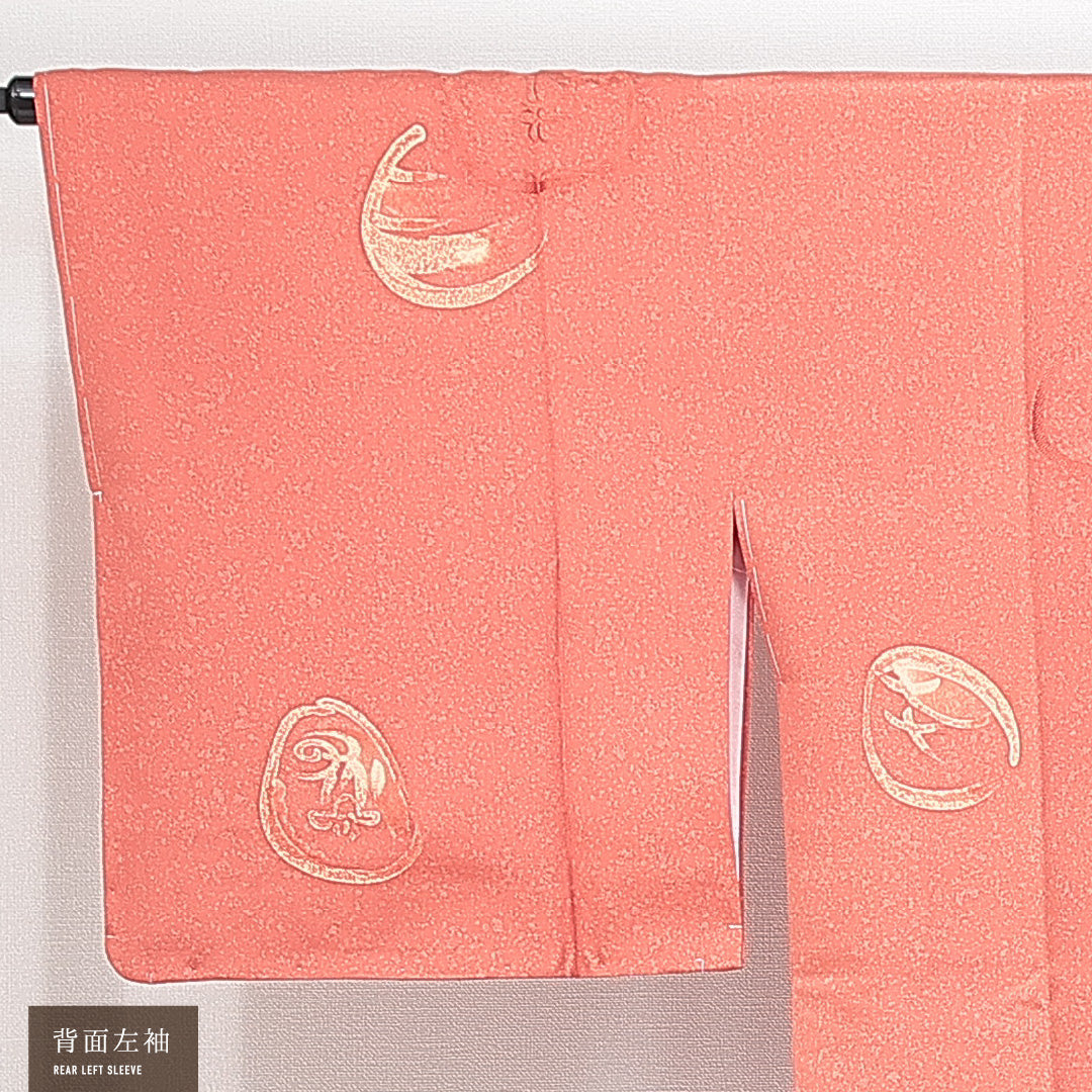 道行コート 袷 身丈83cm 裄丈65cm 正絹 Sランク カジュアル Mサイズ ポケットあり しつけ糸 創作柄 ピンク系 RP 1237-14742