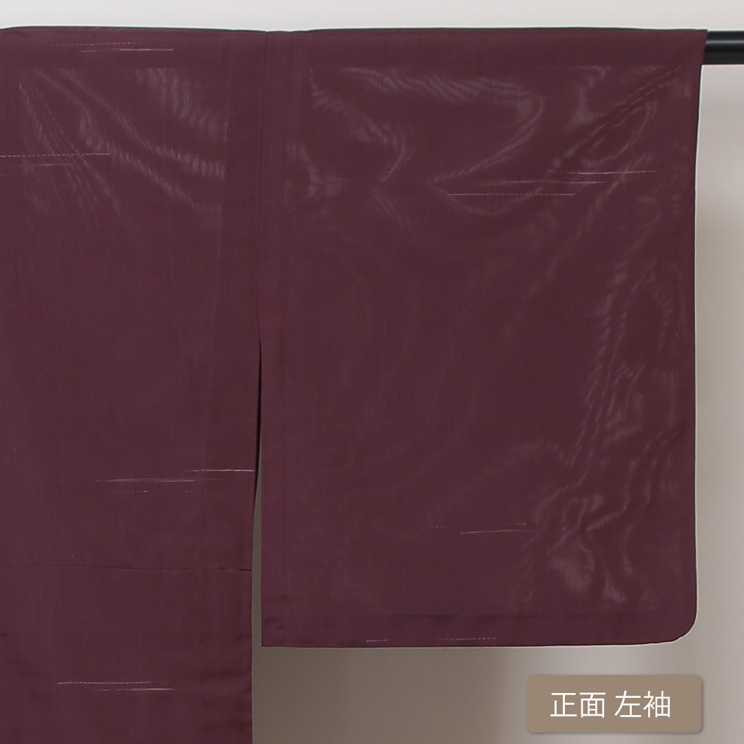 夏物 小紋 紗 身丈154cm 裄丈63cm 正絹 Aランク インフォーマル 広衿 Sサイズ 創作柄 紫系 RP 1221-01290