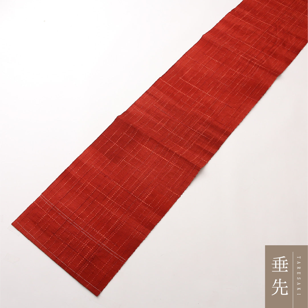 八寸名古屋帯 Sランク 帯丈350cm 正絹 全通 松葉仕立て 織り カジュアル 紬 創作柄 赤系 HP 1245-02453