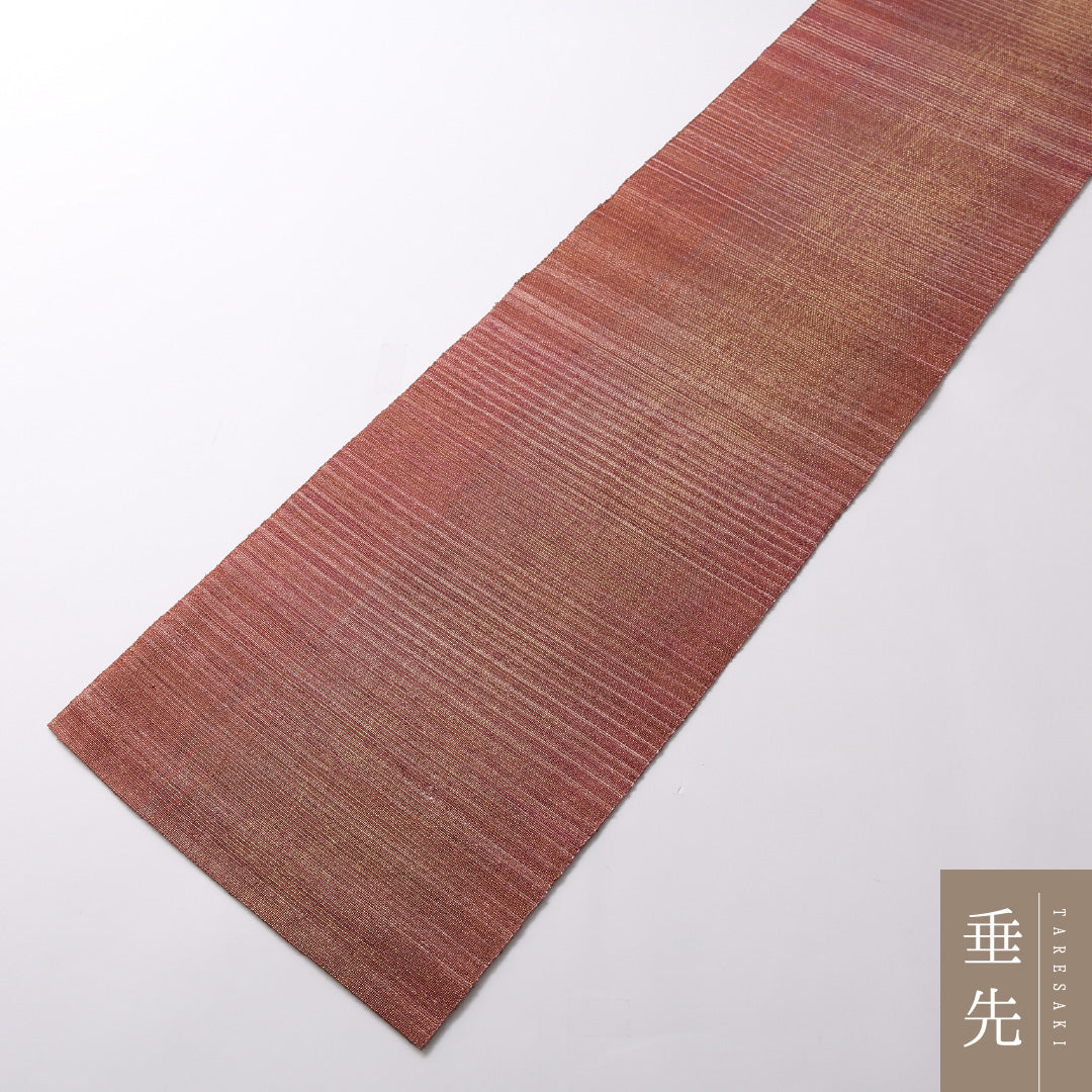袋帯 帯丈468cm 全通 未仕立て カジュアル Sランク 正絹 紬地 創作柄 金糸 モダン 淡い ピンク系 1223-01699