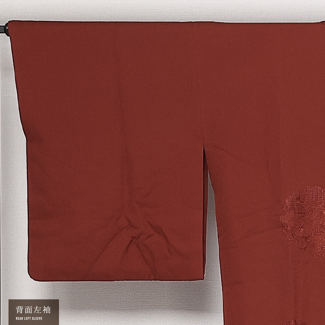 道行コート 袷 身丈78cm 裄丈66cm 正絹 Sランク セミフォーマル Mサイズ リバーシブル 刺繍 ポケットあり 雪輪 赤系 RP 1237-13722
