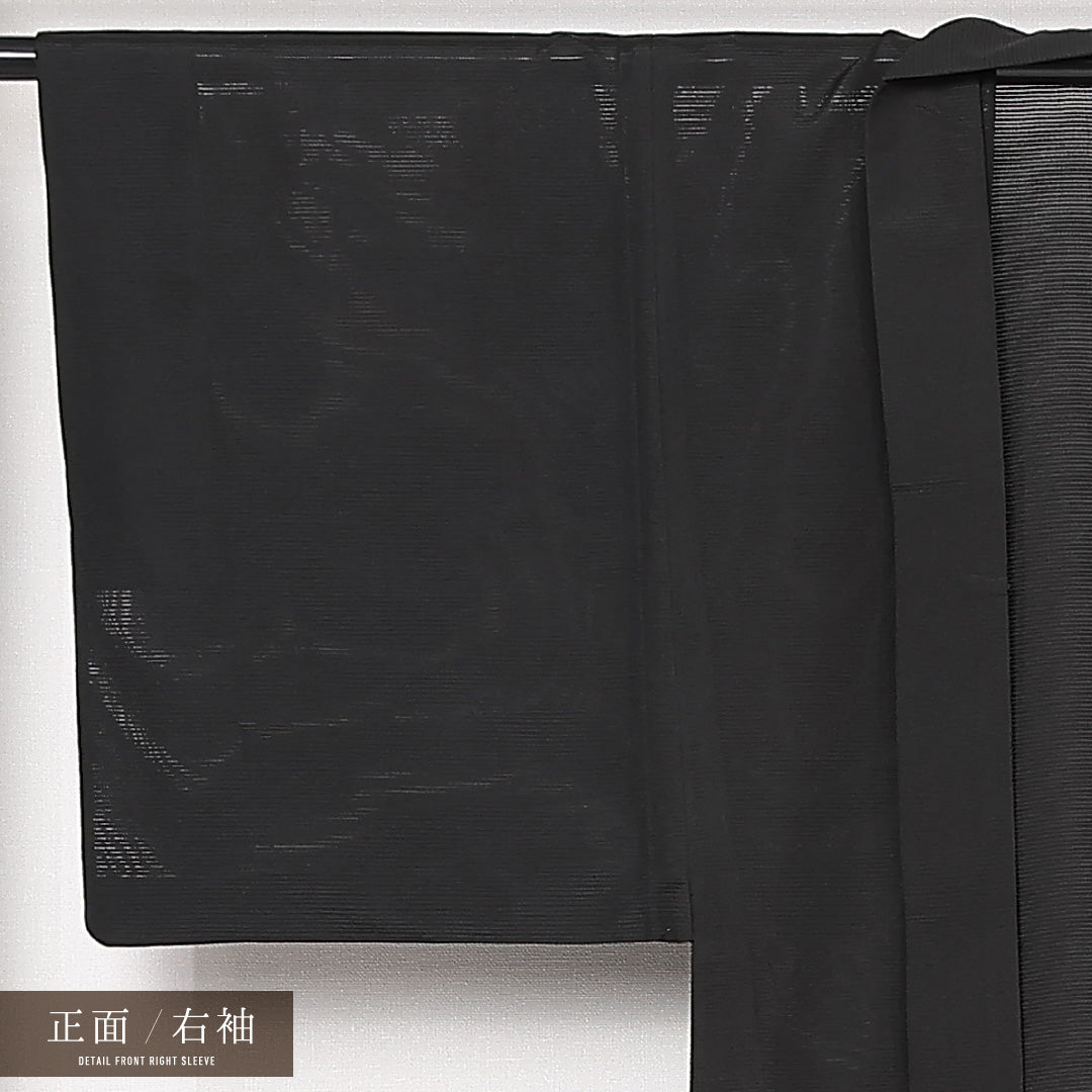 夏物 羽織 男性用 絽 身丈105cm 裄丈35cm 正絹 Sランク カジュアル XSサイズ 無地 シック 落ち着き 黒系 RP 1235-13064