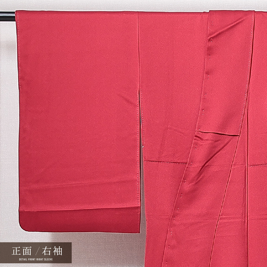 訪問着 袷 身丈142cm 裄丈58cm 正絹 Sランク XSサイズ 広衿 セミフォーマル 椿 ぼかし染 赤系 1212-14968