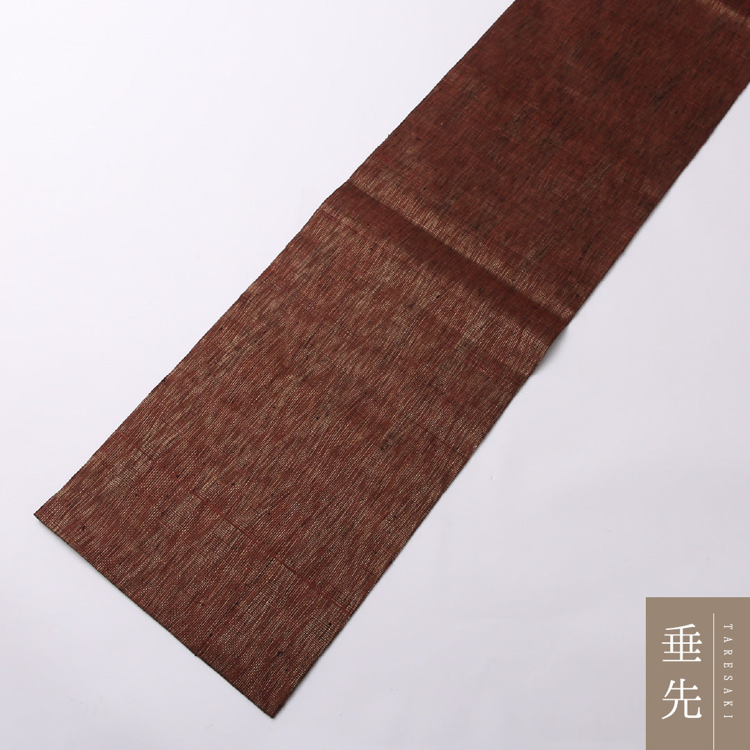 夏物 袋帯 帯丈440cm ポイント柄 カジュアル Sランク 正絹 紬地 夏紬 唐草牡丹 独創的 華やか 茶系 1223-01534