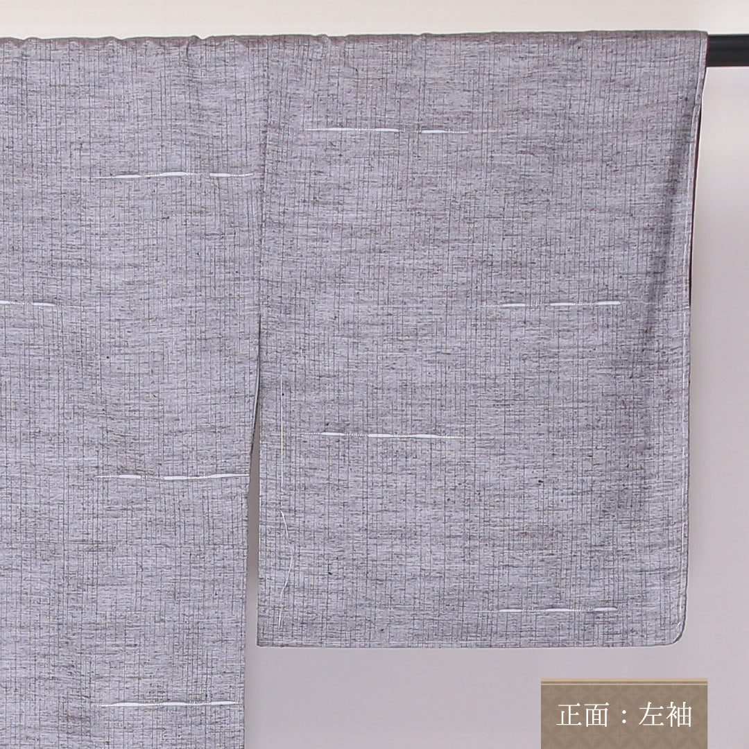 紬 袷 身丈165cm 裄66.5cm 正絹 グレー系 Bランク 1216-01106