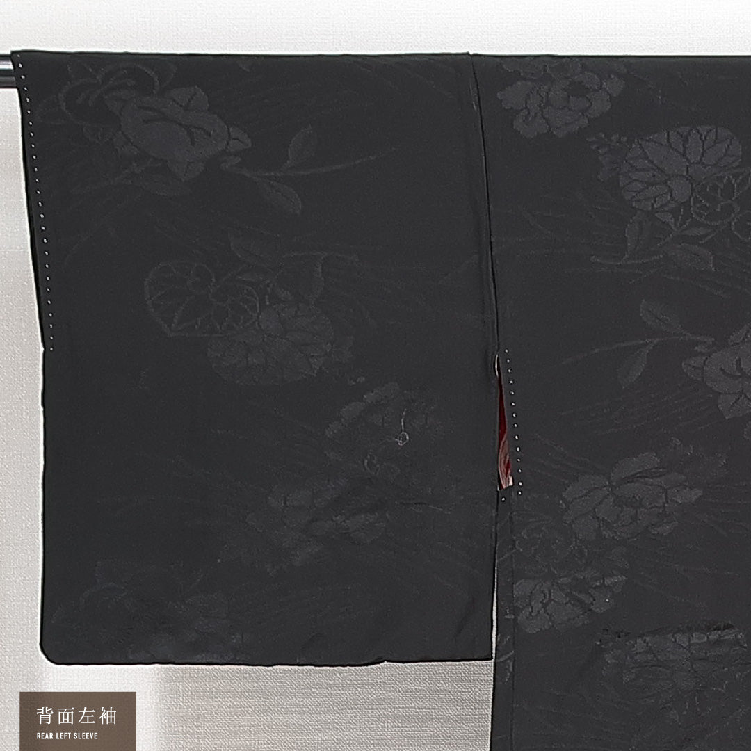 アンティーク 黒羽織 袷 身丈80cm 裄丈63cm 正絹 Aランク 一つ紋 (丸に三つ柏) Sサイズ 紐あり 橘 黒系 RP 1233-14711