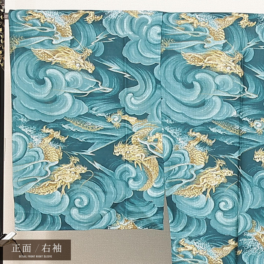 洗える着物 木綿の長襦袢 男性用 単衣 身丈143cm 裄丈67cm 木綿 Sランク Lサイズ 青系 RP 1241-16883