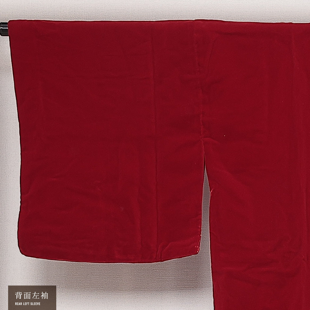 洗える着物 道行コート 袷 身丈84cm 裄丈65cm ポリエステル Aランク セミフォーマル Mサイズ シェイブラー 無地 赤系 RP 1237-13935