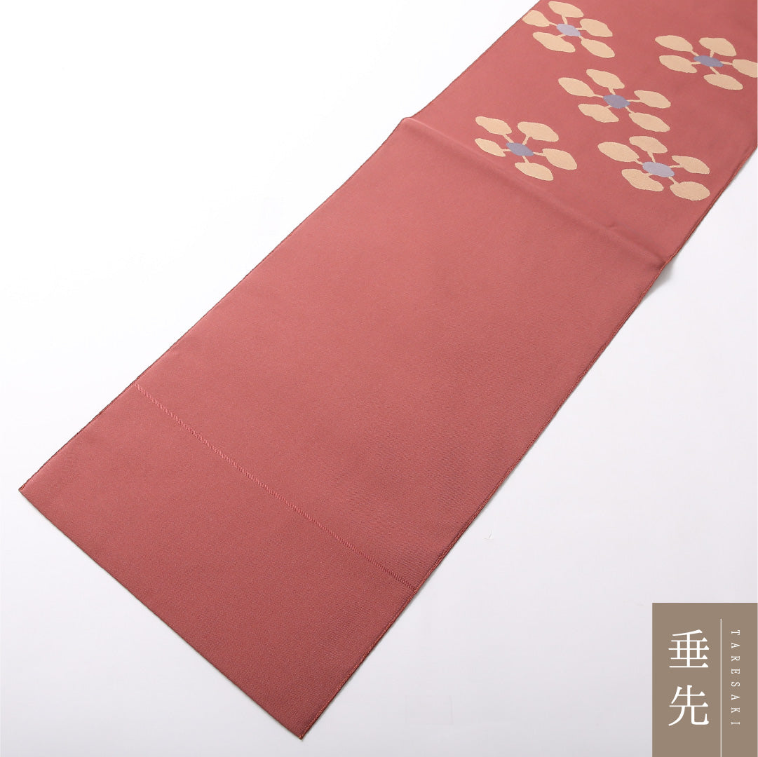 八寸名古屋帯 Sランク 帯丈362cm 正絹 ポイント柄 松葉仕立て 織り インフォーマル 綴れ織 梅鉢 ピンク系 LP 1245-03058