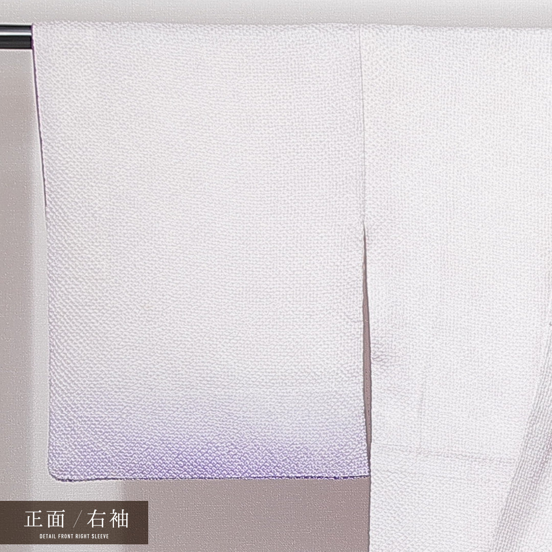 付下げ（総絞り） 袷 身丈159cm 裄丈67cm 正絹 Cランク Mサイズ 広衿 フォーマル 白系 紫系 1261-14965