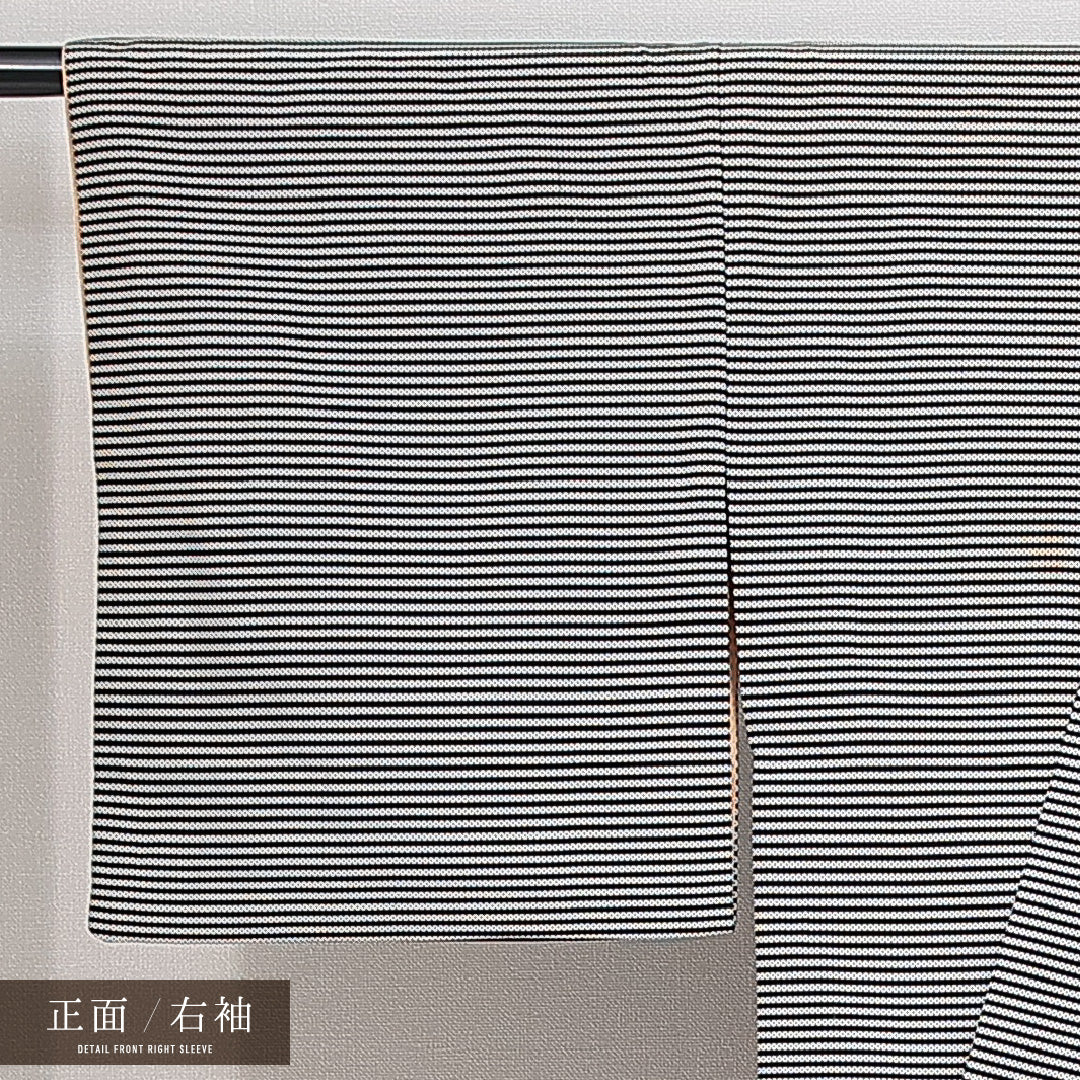 小紋 袷 身丈144cm 裄丈63cm 正絹 Bランク インフォーマル 広衿 XSサイズ 縞 白系 HP 1221-14791