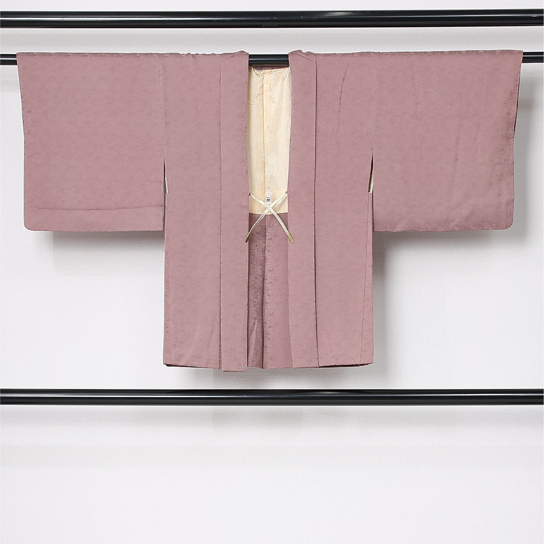 羽織 袷 身丈71cm 裄丈61cm 正絹 Cランク カジュアル Sサイズ 紐あり 流水 笹 ピンク系 LP 1232-12915