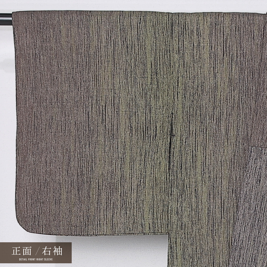 紬 単衣 身丈158cm 裄丈60cm 正絹 Sランク カジュアル 広衿 Mサイズ 抽象柄 茶系 RP 1223-12191