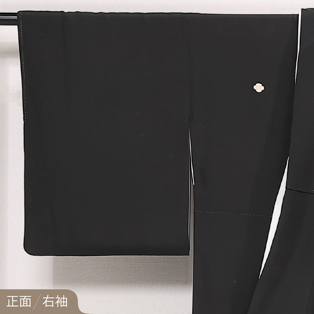 黒留袖 五つ紋 木瓜 香峯 身丈160cm 裄丈64.5cm Cランク 正絹 袷 比翼 広衿 L 落款 加賀友禅 鶴 牡丹 フォーマル 華やか 気品 黒系 1211-F0586