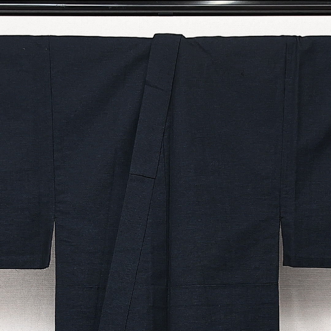 アンサンブル 洗える着物 ウールの男着物 単衣 身丈94cm 裄丈32cm ウール Sランク カジュアル 棒衿 XSサイズ 無地 紺系 RP 1224-14195