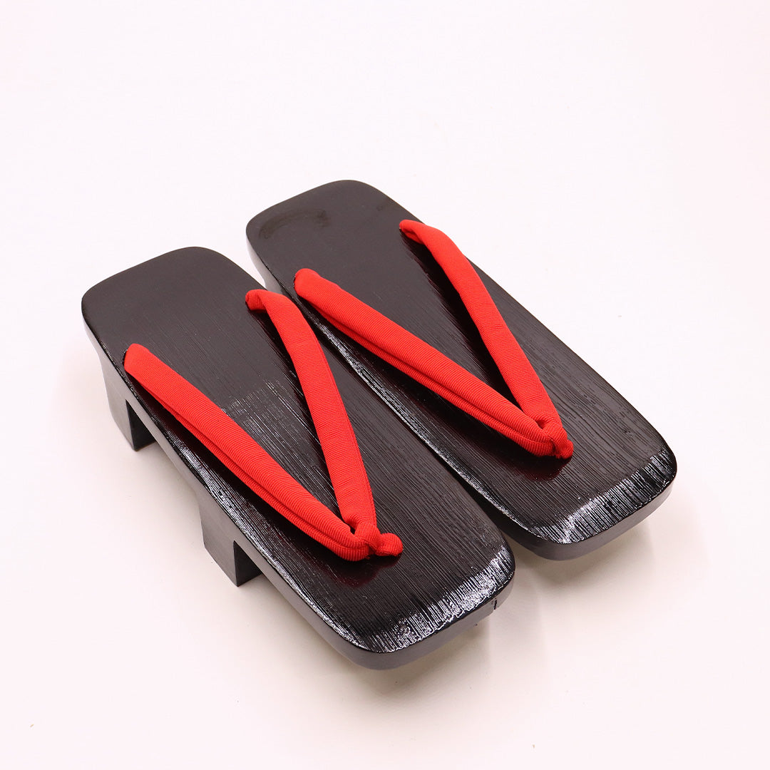 未使用品 下駄 カジュアル S 木製 Aランク 和装小物 黒系 赤系 1244-00547