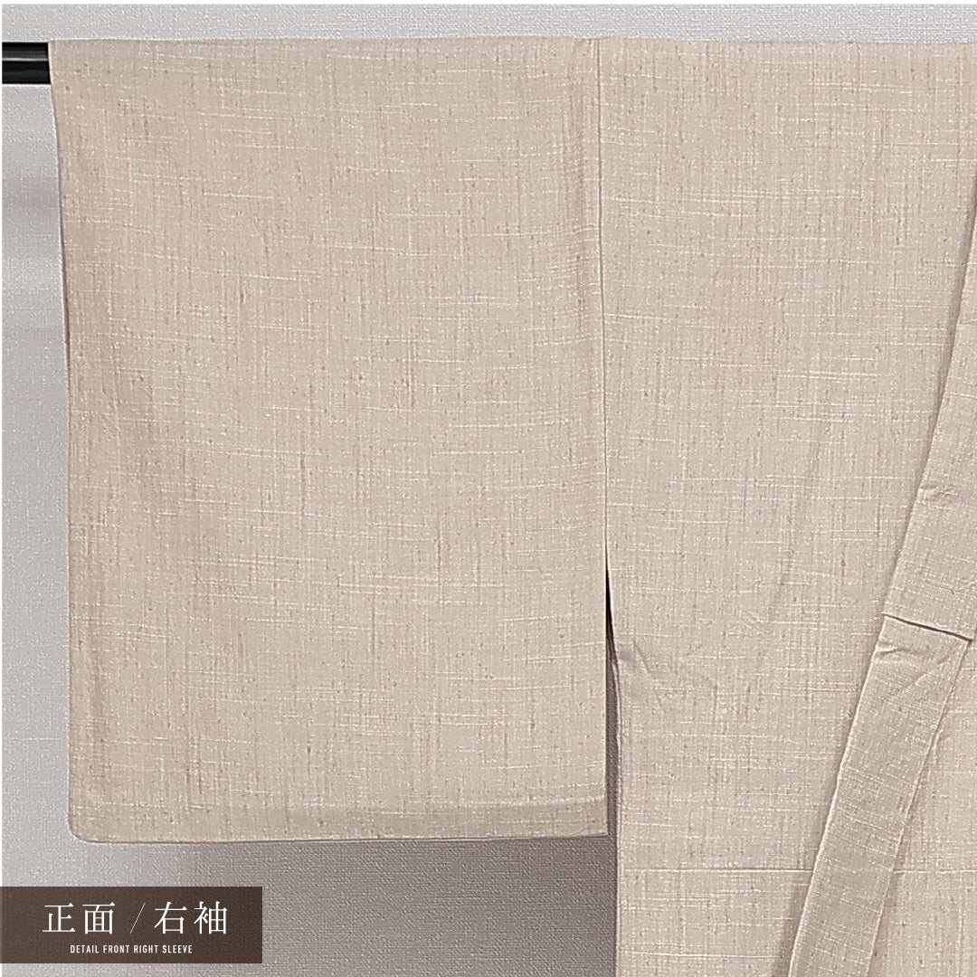 上田紬 袷 身丈134cm 裄丈65cm 正絹 Aランク カジュアル バチ衿 XSサイズ 無地 クリーム系 RP 1223-14430