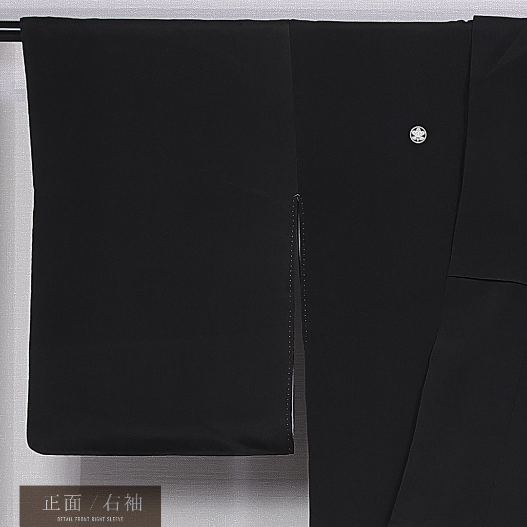 黒留袖 五つ紋 丸に橘 身丈151cm 裄丈63cm Sランク ポリエステル 洗える着物 袷 広衿 S 鶴 吉祥文様 松 鶴 笠松 吉祥文様 フォーマル 黒系 1211-F0304