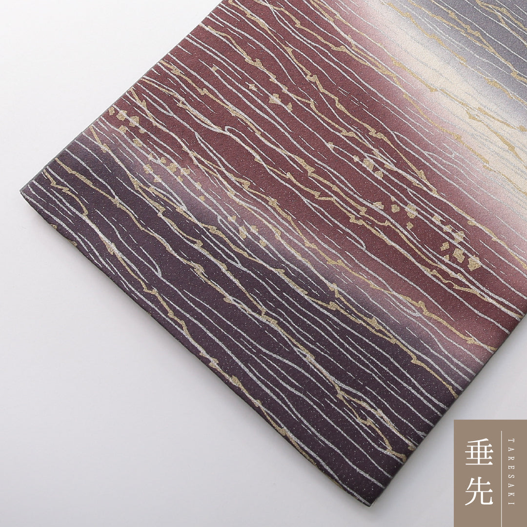 袋帯 帯丈496cm 正絹 全通 染め帯 セミフォーマル 霞 砂子 ガード加工 グレー系 1243-02137