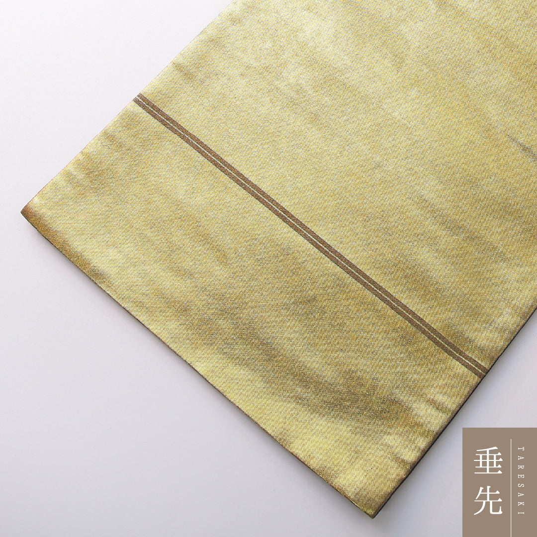 袋帯 帯丈440cm 井筒工芸　本金箔 フォーマル 六通 帯芯なし Sランク 正絹 金箔 無地 金系 1223-02167
