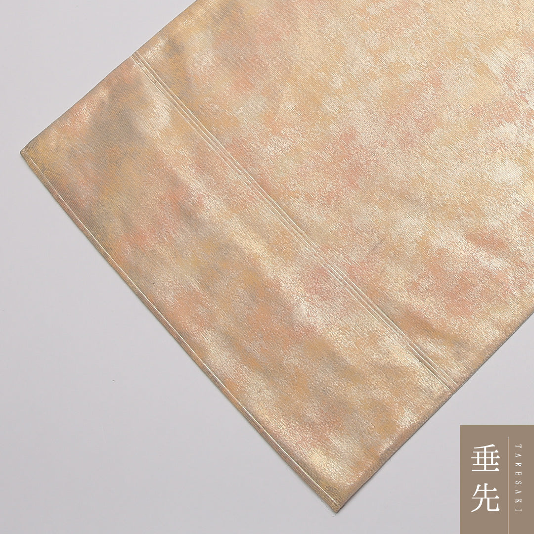 袋帯 帯丈440cm 正絹 六通 セミフォーマル 抽象柄 しつけ糸 金系 クリーム系 1243-01328