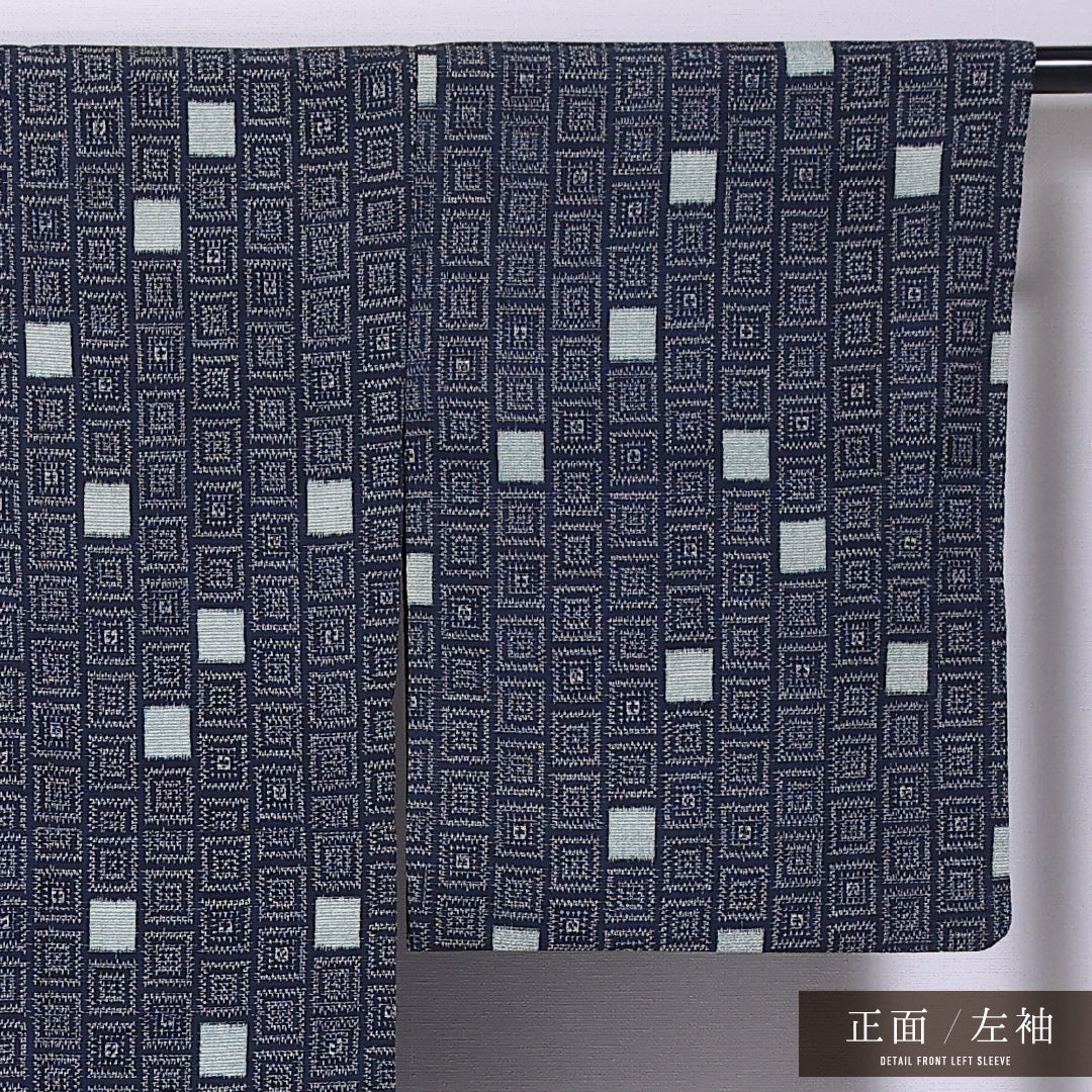 小紋 袷 身丈159cm 裄丈67cm 正絹 Sランク インフォーマル 広衿 Mサイズ 創作柄 黒系 RP 1221-11755
