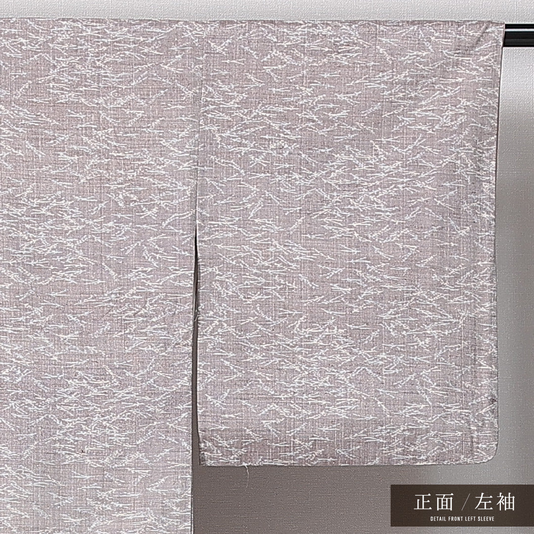 紬 袷 身丈156cm 裄丈63cm 正絹 Bランク Mサイズ 広衿 カジュアル 松葉 紫系 1216-14998