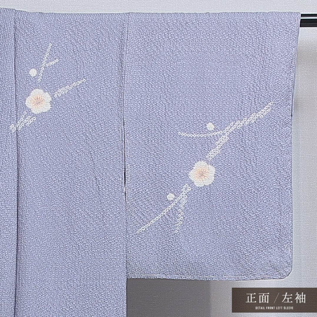 付下げ 袷 身丈165cm 裄丈62cm 正絹 Sランク インフォーマル 広衿 XLサイズ 梅 グレー系 M4 1218-16869