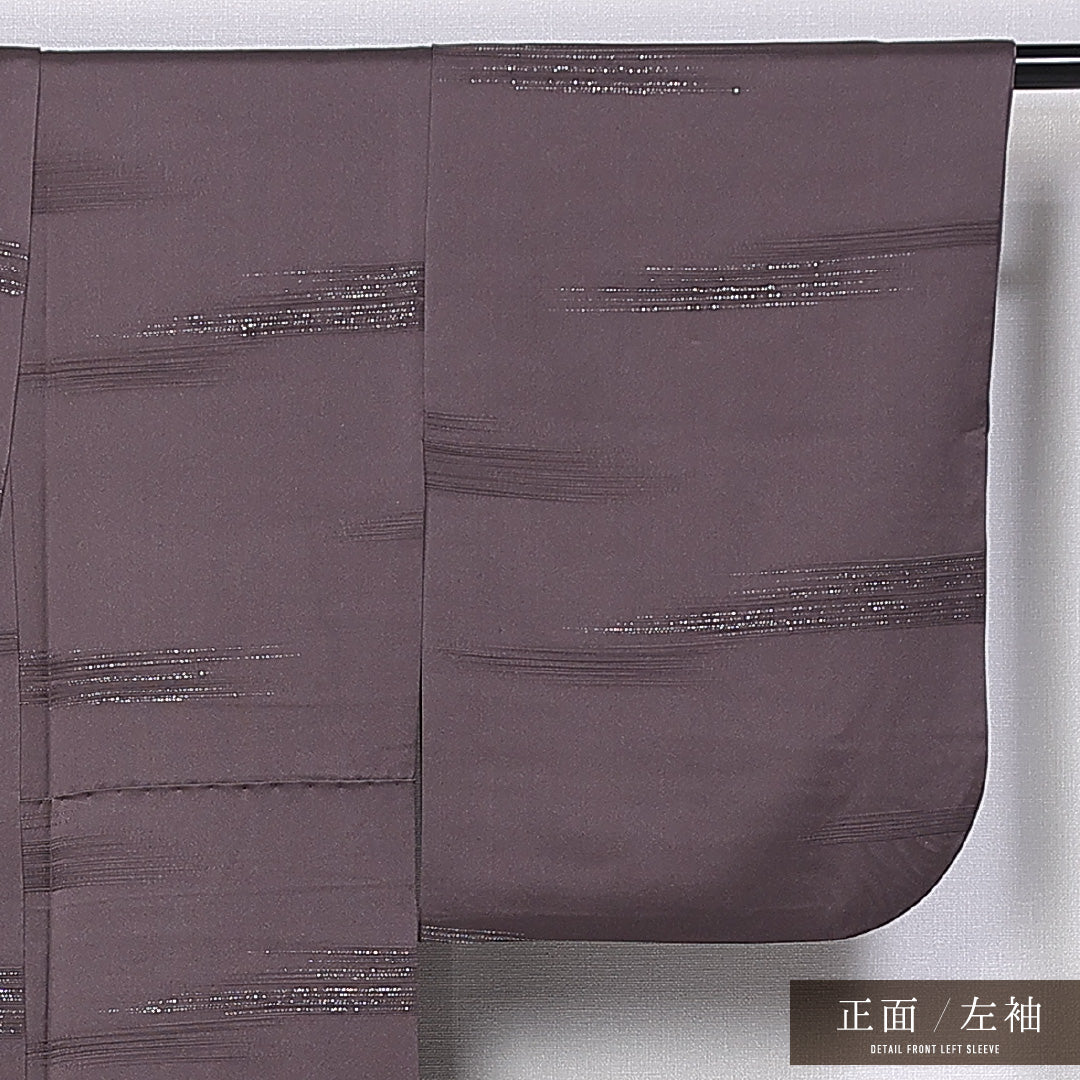 付下げ 袷 身丈155cm 裄丈62cm 正絹 Sランク インフォーマル 広衿 Mサイズ 刺繍 花菱 紫系 RP 1218-11211