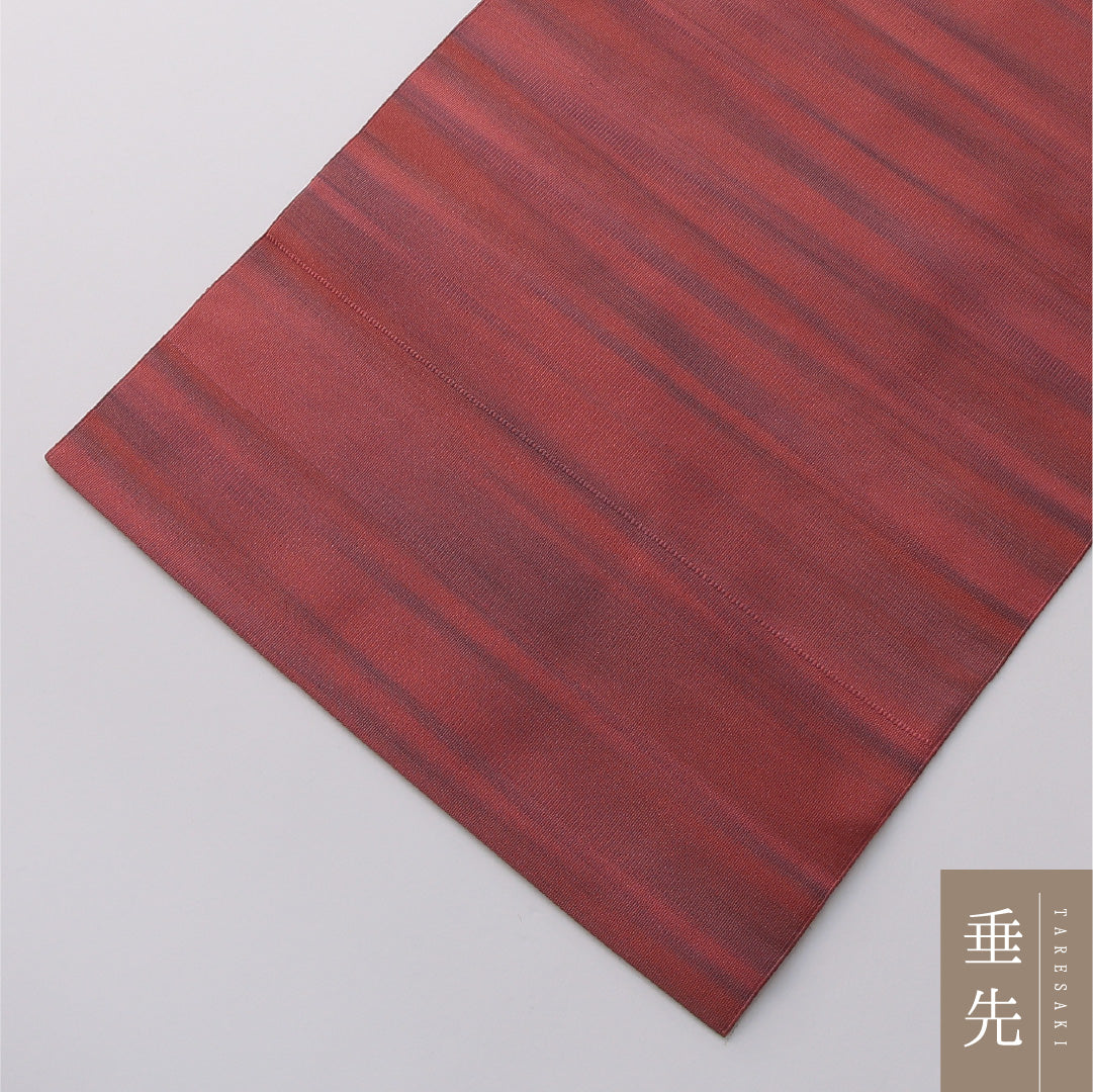 八寸名古屋帯 Sランク 帯丈370cm 正絹 全通 松葉仕立て 織り カジュアル 無地 朱系 LP 1245-03303