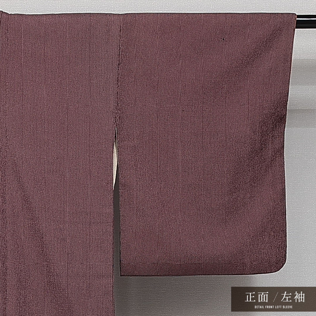 紬 袷 身丈156cm 裄丈60cm 正絹 Sランク カジュアル バチ衿 Mサイズ 縞 紫系 RP 1223-14332