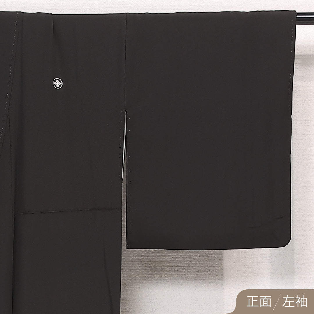 黒留袖 五つ紋 丸に井桁に十の字 身丈161cm 裄丈68.5cm Sランク 正絹 袷 比翼 広衿 L 歌舞伎 フォーマル 写実的 存在感 黒系 1211-F0582