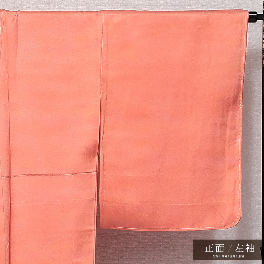 色無地 袷 身丈163cm 裄丈64cm 正絹 Sランク インフォーマル 広衿 Lサイズ ぼかし染 落款 朱系 RP 1219-14392