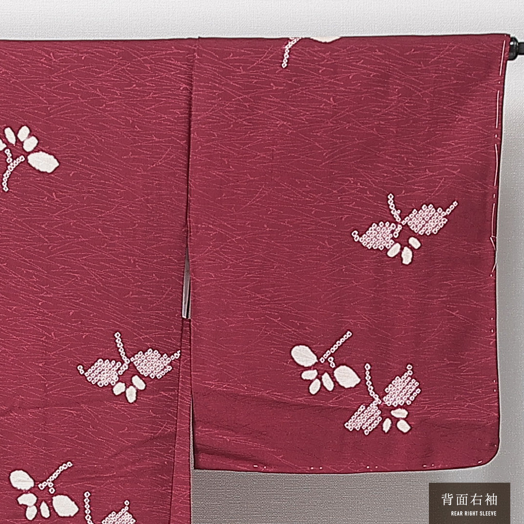 羽織 袷 身丈79cm 裄丈64cm 正絹 Aランク カジュアル Mサイズ 植物柄 赤系 HP 1232-14717