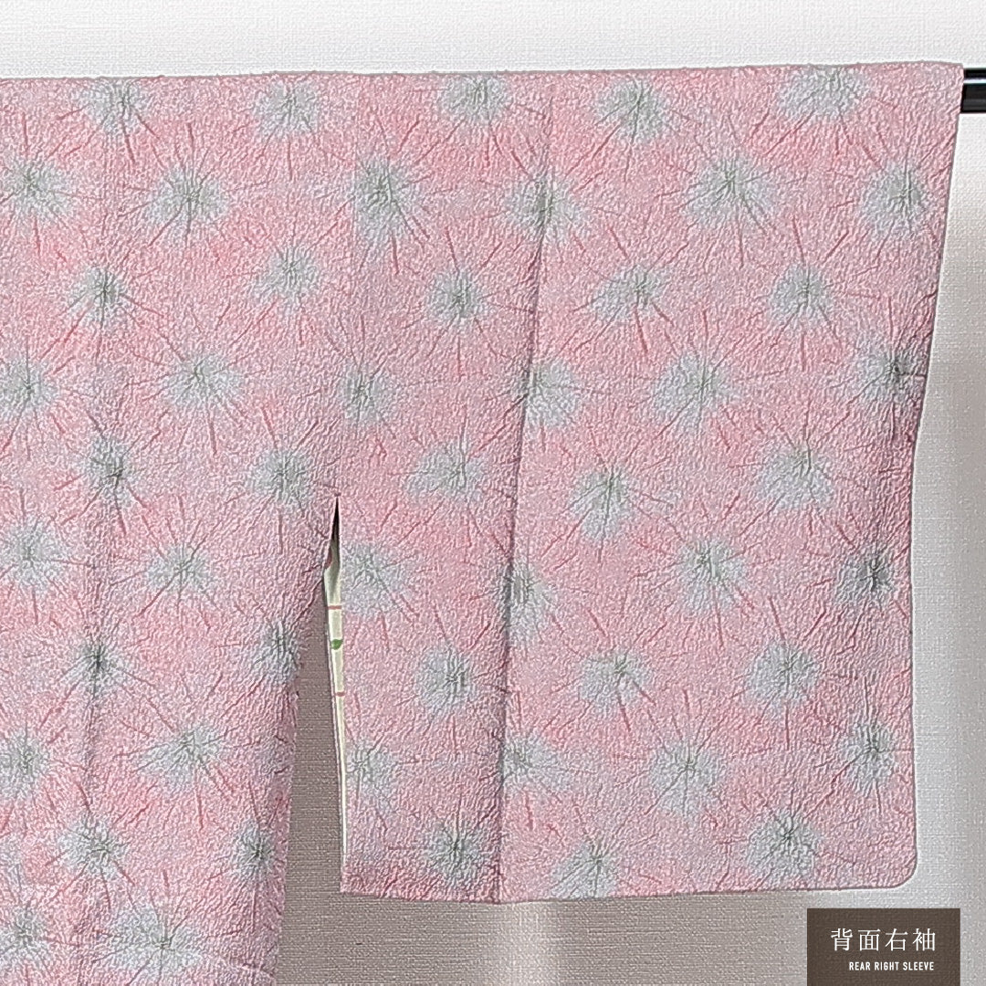 道行コート 袷 身丈79cm 裄丈63cm 正絹 Sランク Sサイズ セミフォーマル ポケットあり ふくれ織 抽象柄 ピンク系 紫系 1263-14766